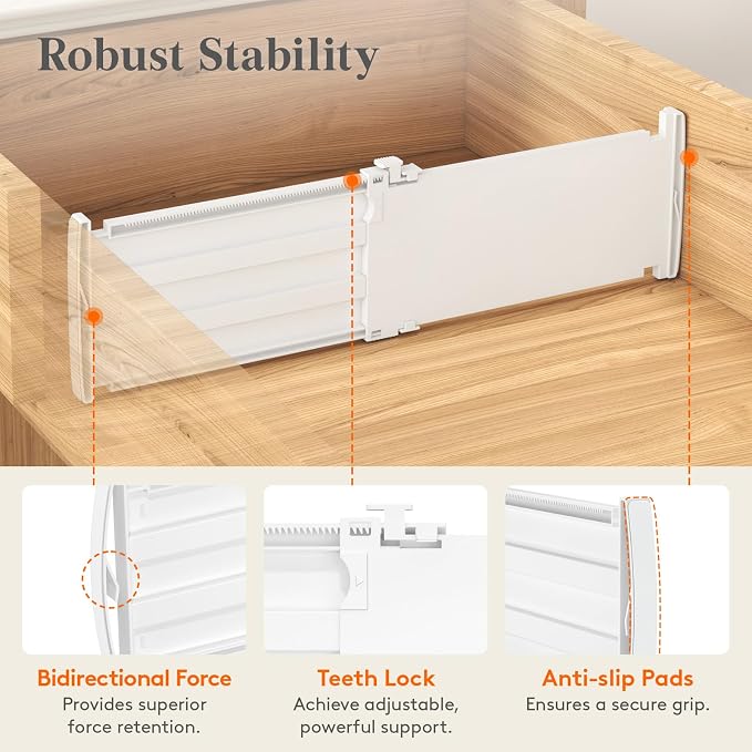 Lifewit 5" Tall Drawer Dividers, Adjustable Deep Drawer Organizer Clothes | 11.5"-18.5" Expandable Plastic Separators for Dresser, Kitchen, Cabinet, Nursery, Office, Socks & Underwear Storage, 6 Pack