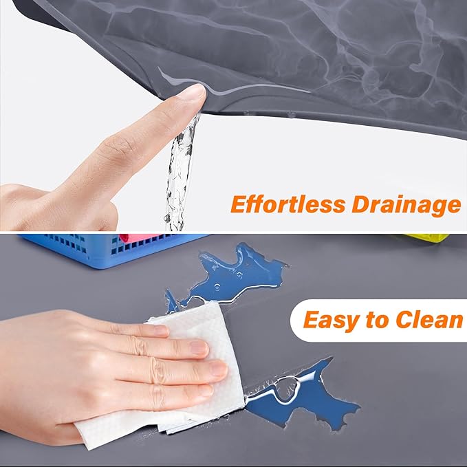FLATO Waterproof Under Sink Mat, 28" x 19", White | Shelf Liner for Kitchen and Bathroom, Cabinet Protector, Organizers and Storage, Flexible Silicone Drip Tray