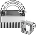 ALLTOP 5 Pieces Biscuit Cutters with Handle, Stainless Steel Square Cookie Cutter with Fluted Edge, Professional Baking Essential Tools for Pastry, Scone, Donut