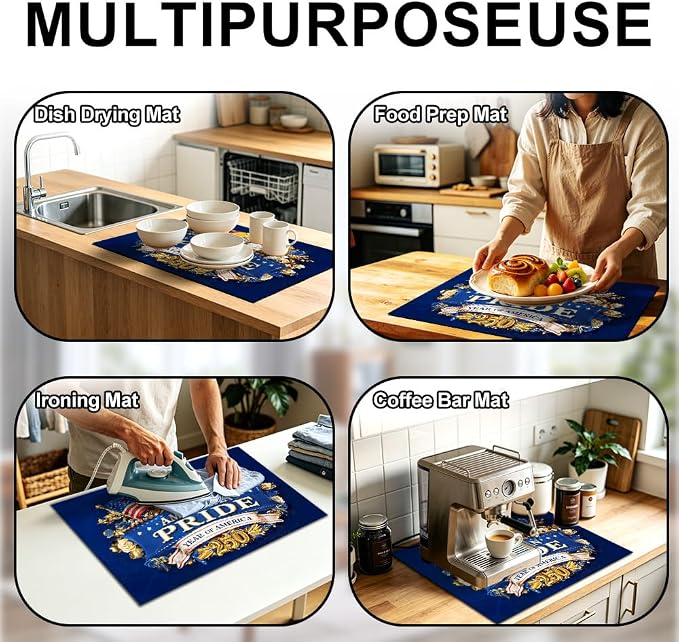 Patriotic Eagle Washer Dryer Cover Mat 28.35x20.47 in | Heat Resistant Cooktop Protector Mat with Non-Slip Backing, Scratch Protection and Countertop Drying Mat.