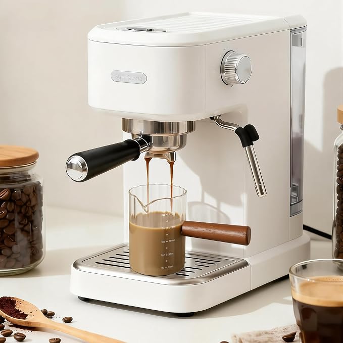 Espresso Measuring Cup 9 Oz, Espresso Glass Cups with Wood Handle, Milk Frothing Cup, Espresso Cup for Coffee, Milk, Tea or Maple Syrup Serving (Transparent, 9 oz)