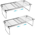 Orgneas Expandable Freezer Shelf Cooler Shelf Organizer 15.8"-22" | Thickened Heavy Duty Cabinet Shelf Riser Rack Organizer and Storage for Kitchen Pantry Refrigerator, 2Pcs