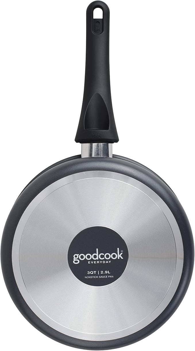 GoodCook Everyday Sauce Pan with Lid, 3 Quart, Black