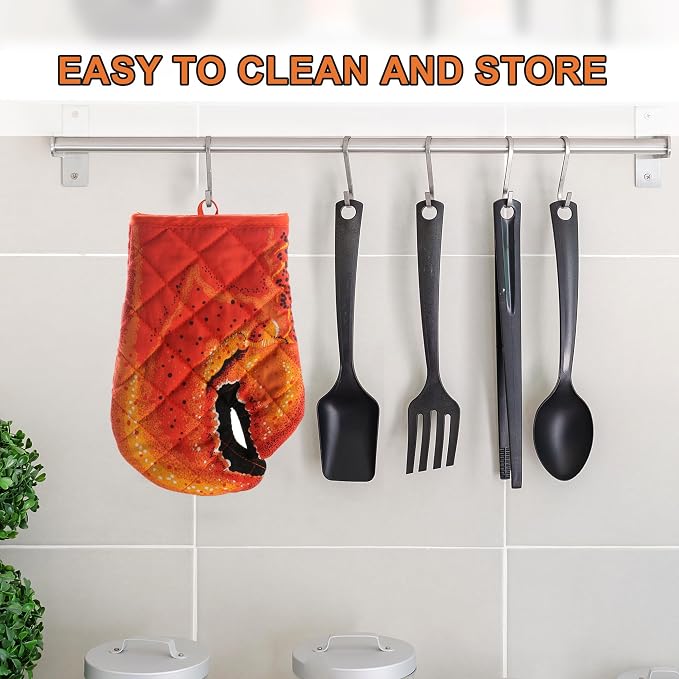 Lobster Claw Oven Mitts Quilted Cotton Lining Design Heat Resistant Crab Claw Gloves Microwave Oven Gloves Lobster Oven Mitts for Women Funny Oven Mitt Lobster Claw Gloves for Baking, BBQ, Grilling