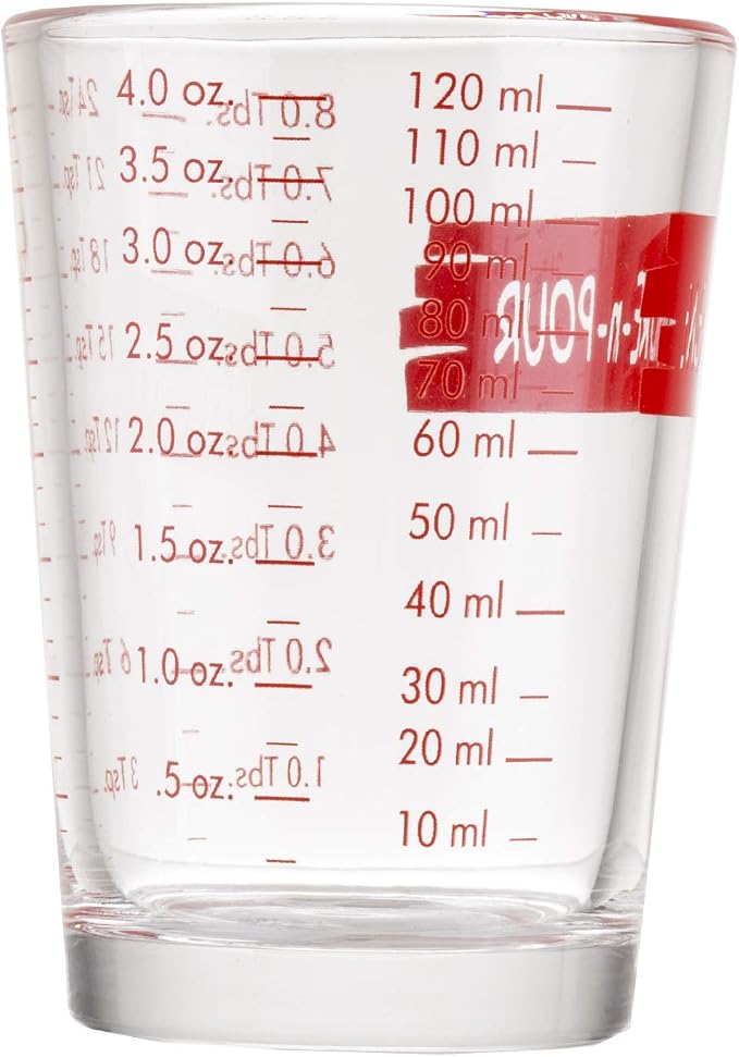 Tablecraft H1433T Measuring Cup Measure-N-Pour, 4 oz, Clear