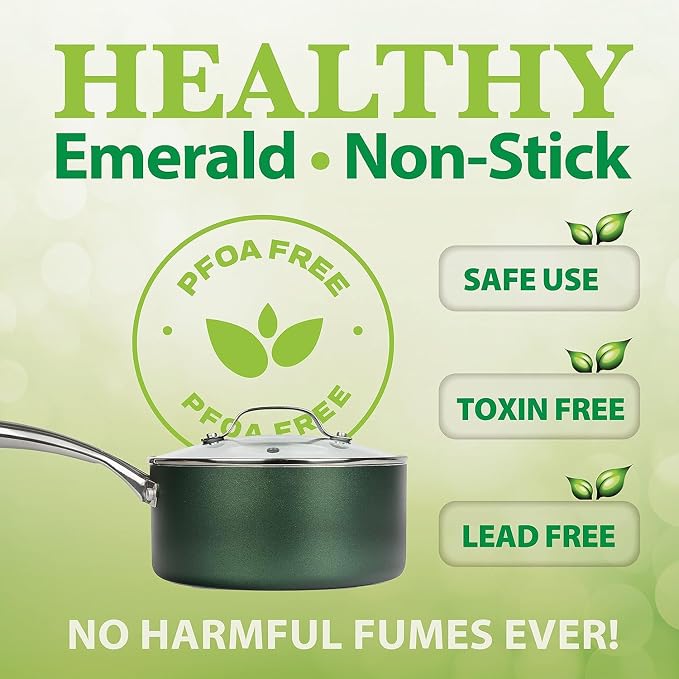 Granitestone 10 Inch Non Stick Frying Pan Skillet Granite Coated Egg & Omelette Pan, Non Toxic PFOA Free, Metal Utensil Safe, Aluminum, Oven Safe to 500°F, Dishwasher Friendly, Emerald Green