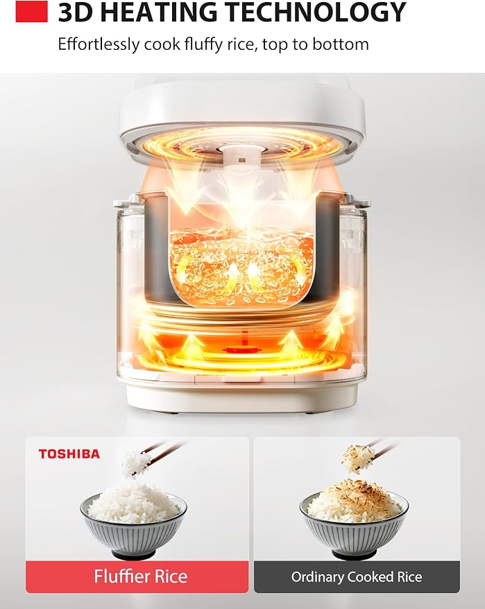 TOSHIBA Rice Cooker Heritage Bento Box, Digital Control, 5.5-Cup Uncooked Rice Capacity, 9 Functions with 3D Heating and 24-Hour Auto Keep Warm