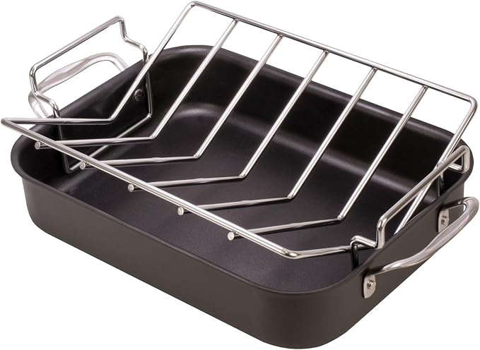 HIC Kitchen Roasting Pro V-Shaped Baking Rack, Chrome-Plated Steel, For Even Cooking And Juicy Results, 15.75 x 10.25 x 4-Inches
