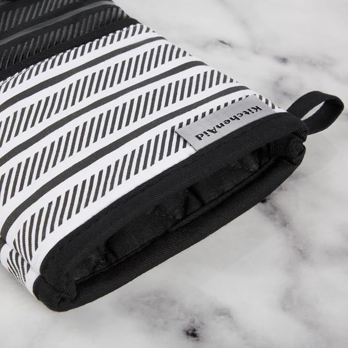 KITCHENAID Albany Oven Mitt 2-Pack Set, Matte Black, 7"x13"