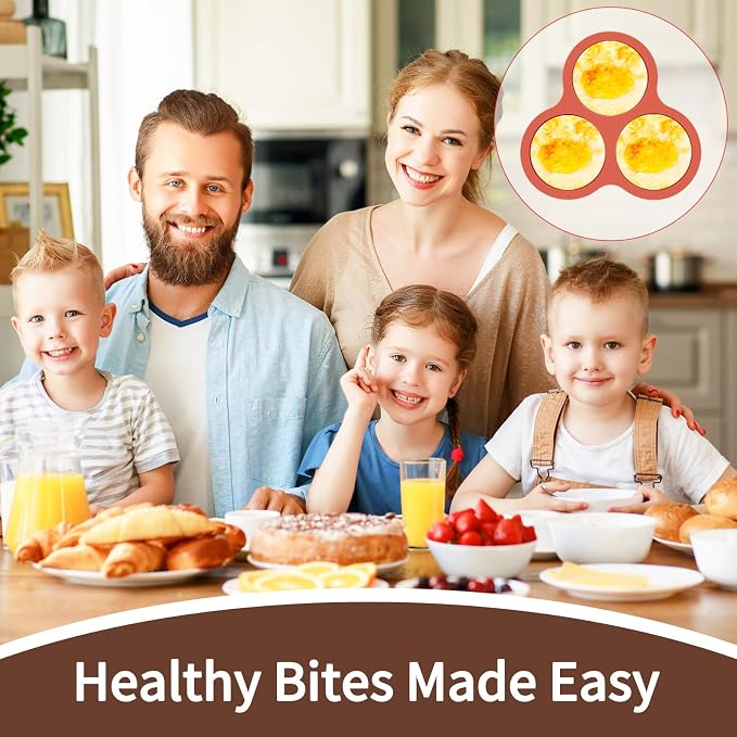 JOERSH Air Fryer Egg Silicone Mold, 4 Inch, 2 Pack | Round Egg Bites Molds, Air Fryer Baking Pan, Non Stick, For Breakfast Sandwiches, Hamburger Buns, Pancake, Jumbo Muffin Tops