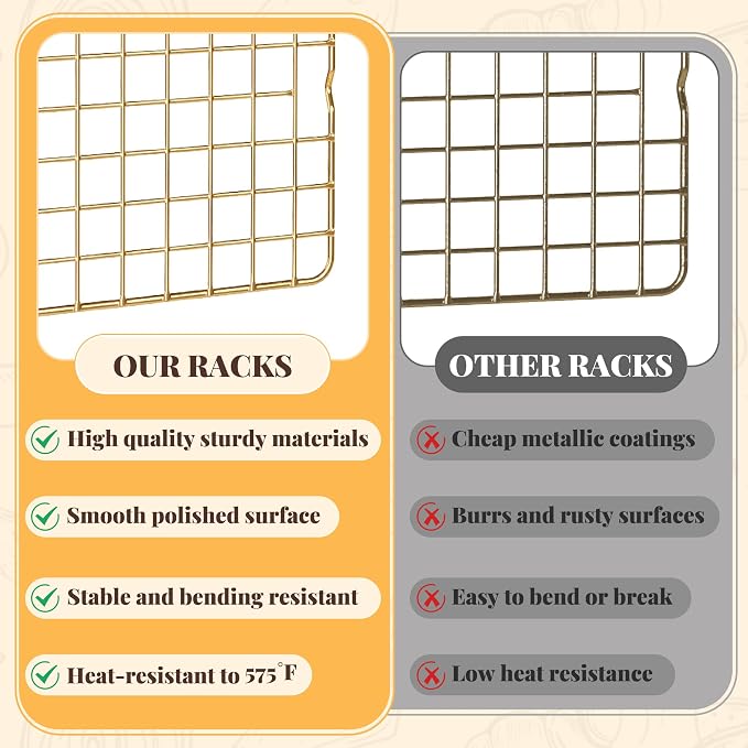 Cooling Racks for Cooking and Baking - 2 PCS 10" x 15" Grid Wire Baking Rack for Oven Cooking, Baking, Grilling, Roasting - Dishwasher Safe Bacon Rack - Fits Jelly Roll Cookie Sheet Pan