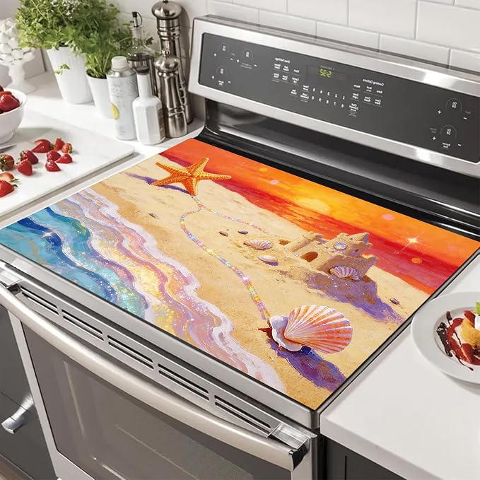 HOMETITUTE Summer Stove Top Cover 28x20 Starfish Beach Heat Resistant Protector