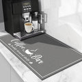 CooRug Fashion Coffee Mat, Dish Drying Mat 16" x 24" Dark Grey | Hide Stain, Absorbent, Coffee Bar Accessories, Heat Resistant, Non-slip, Eco-friendly, Easy to Clean