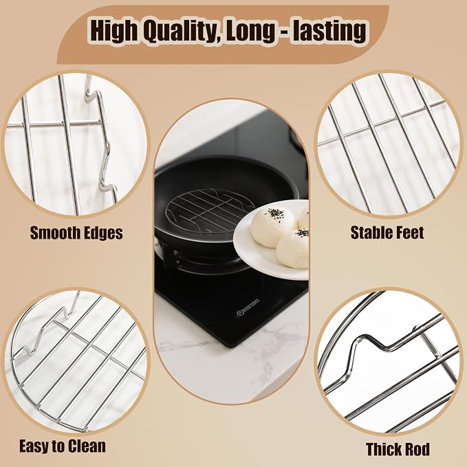 7" Stainless Steel Steamer Rack For Instant Pot 3/6/8 Qt - Multi-Purpose Canning & Cooling Rack - Fits Pressure Cooker, Dutch Oven & Air Fryer (1 Pack)