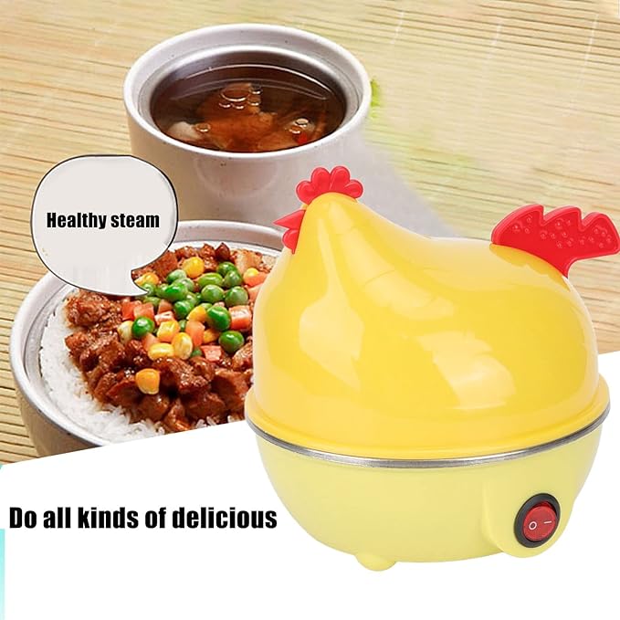 Egg Cooker, Electric Egg Cooker Multifunction Chicken Shape Rapid Egg Boiler 7 Egg Capacity Automatic Shut Off Mini Breakfast Machine(US 110V)