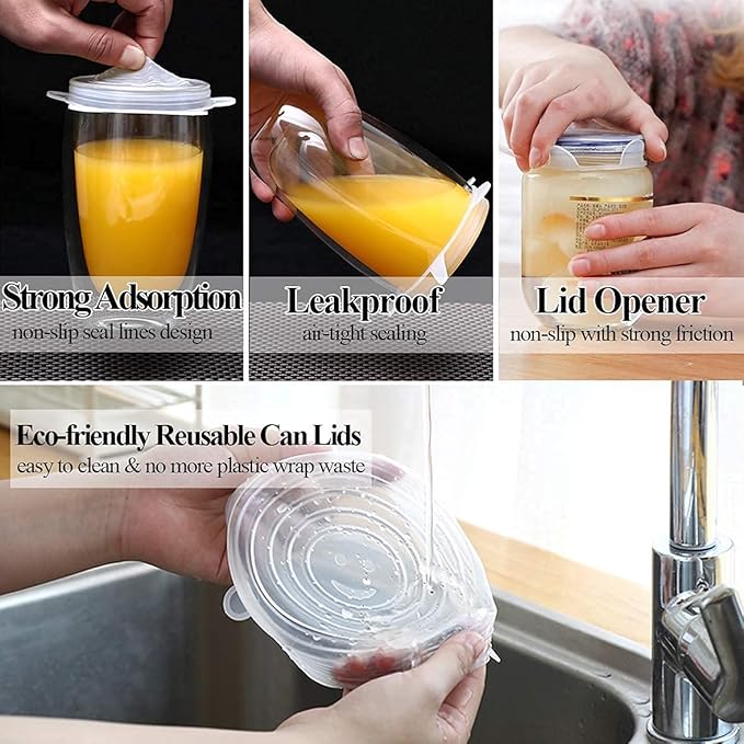 Silicone Can Lids (10 Pack, All 2.6'' Diameter), Reusable Silicone Stretch Lids for Pet Food Cans, BPA-free Seal Can Covers for Yogurt Jars Soda Regular Mason Jars Canned Pet Foods