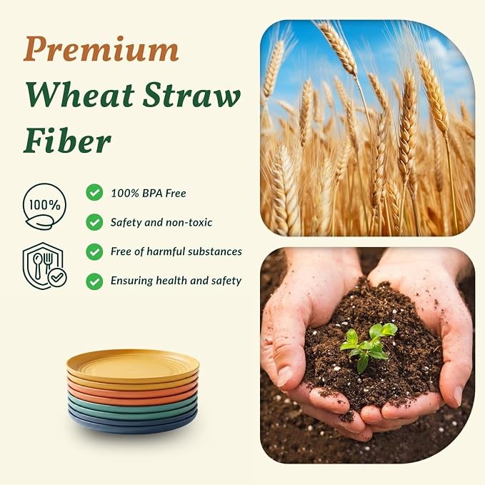 5.7 Inch Small Plates-Wheat Straw Mini Plate, Unbreakable Plate Set Ideal for Dessert, Appetizers, Small Serving, Side Dish, Lightweight Dessert Dishes Plates, Set of 8, Colorful