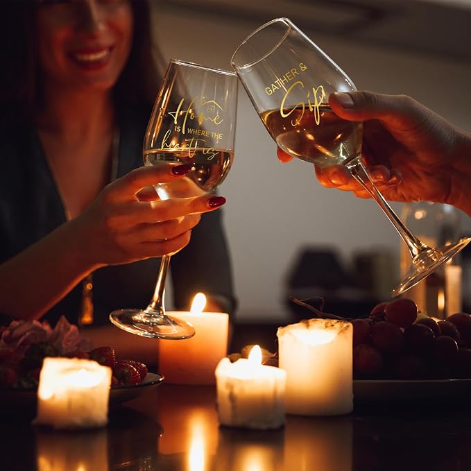 AW BRIDAL House Warming Gifts New Home Wine Glasses Set of 2 for Couples | New Apartment Gift Basket for Homeowner, Cool Housewarming Party Decorations Ideas, 2026 Closing Gifts for Home Buyers