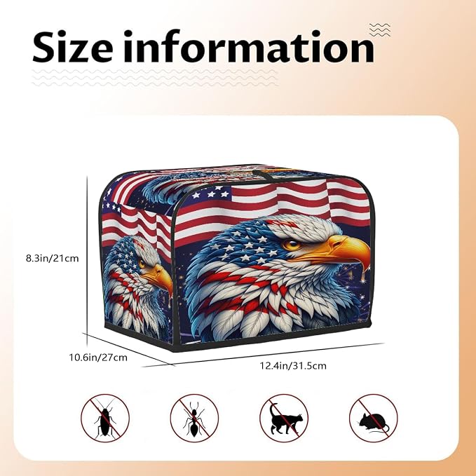 4 Slice Toaster Cover 250 Eagle American USA Flag Toaster Covers Four Slice Wide Slot Waterproof and Dustproof Covers for Wide Slot Toasters and Small Appliances Kitchen Decor Gifts