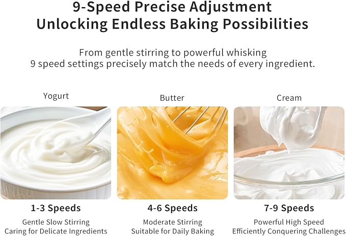 7-Speed Cordless Hand Mixer for Baking - Electric Handheld Mixer with 6 Stainless Steel Attachments, Turbo Boost, Digital Display, Lightweight Cake Mixer for Eggs, Cream, Cookie Dough (Yellow)