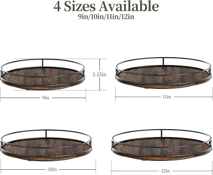LAMU 9'' Rotating Lazy Susan Organizer, Wooden Lazy Susan Turntable | Pantry Storage for Table Top, Spice Organization, Cabinet, Kitchen, Bathroom Vanity, Table Decor