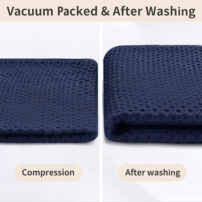 Homaxy 100% Cotton Waffle Weave Kitchen Dish Towels 6-Pack, Dark Navy | 13 x 28 Inches, Ultra Soft Absorbent Dish Towels, Quick Drying Cleaning Towels