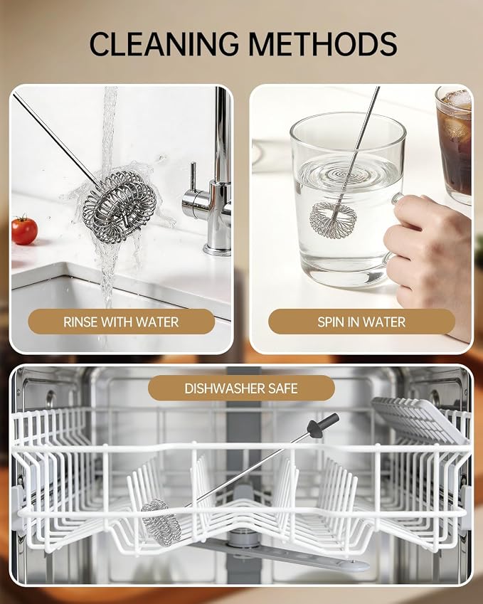 CIRCLE JOY Rechargeable Milk Frother Handheld with Stand, Dual Spring Whisk Electric Foam Maker, Detachable Hand Frother Wand Drink Mixer for Lattes, Cappuccino, Macchiato, Hot Chocolate, Silver