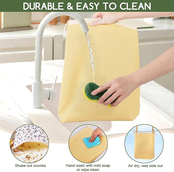 2 Pack Beeswax Bread Bags for Homemade Bread, Sourdough Storage XL 17"x13" | Reusable Bees Wax Bread Bag & Keeper, Natural Canvas with Premium Box for Home Baking, Freezer Storage & Outdoor Use