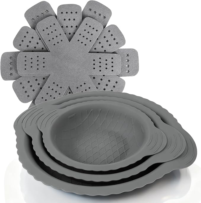 BYKITCHEN 3PCS Silicone Pan Protectors with 6PCS Felt Pot Separators Pads | Cookware Dividers for Stacking and Protecting Your Cookware,Compatible with Hexclad Cookware, Tfal Nonstick Frying Pans &More