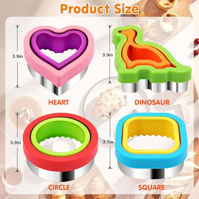 Sandwich Cutters for Kids Lunch, Breakfast Crustless Sandwich Maker | Sandwich Cutter and Sealer Variety Cookie Cutters Bread Decruster School Lunch Bento Box Accessories for Kids Children