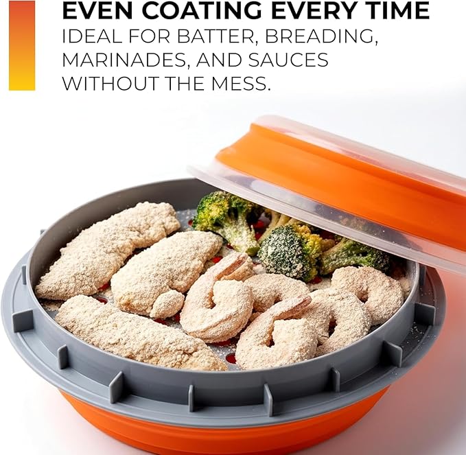CanCooker Collapsible Breading Batter Bowl | 2 Pack | Mess Free Shaker Container & Mixer | Ideal for Fish Fry Fried Chicken & Wings