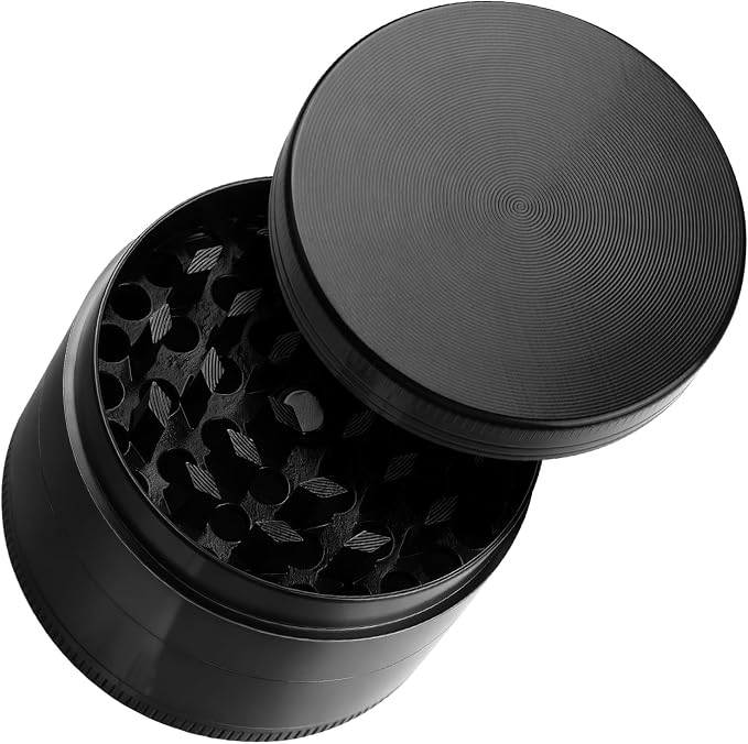 2'' Spice Grinder Coffee Bean Jar Heavy-Duty Zinc Alloy | Smooth Grinding for Kitchen (Black)