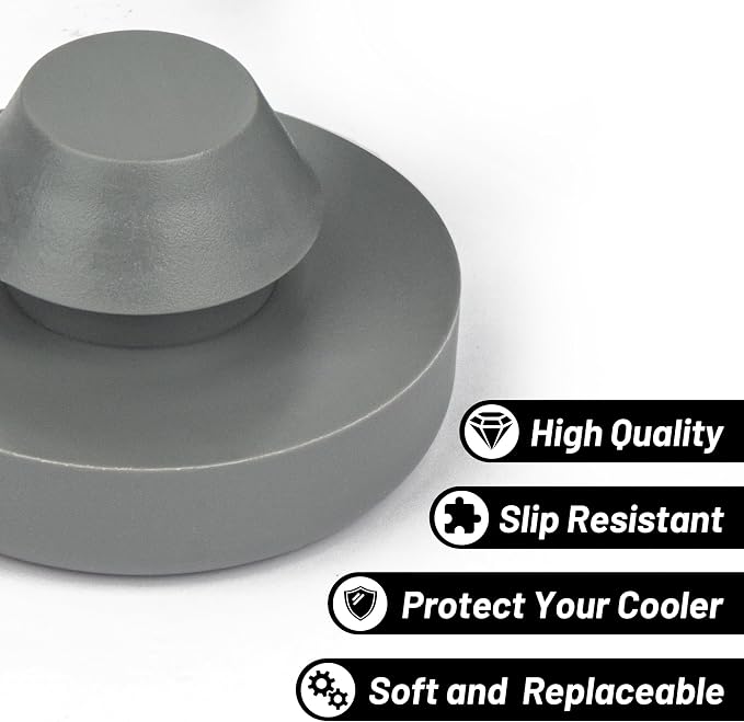 4 Pcs Rack Replacement Cooler Feet, Non-Slip Rubber Feet for Most 20qt 45qt 65qt 110qt 145qt Coolers, Compatible with Yeti Coolers, Prevent Sliding, Gray