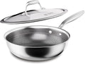 COOKER KING 10" Hybrid Wok Pan with Lid, Nonstick Deep Skillet for Stir-Fry | Non-Toxic Coating, Dishwasher & Oven Safe, Induction Ready, Stay-Cool Handle, 3-Ply Stainless Steel Clad for Fast Heat