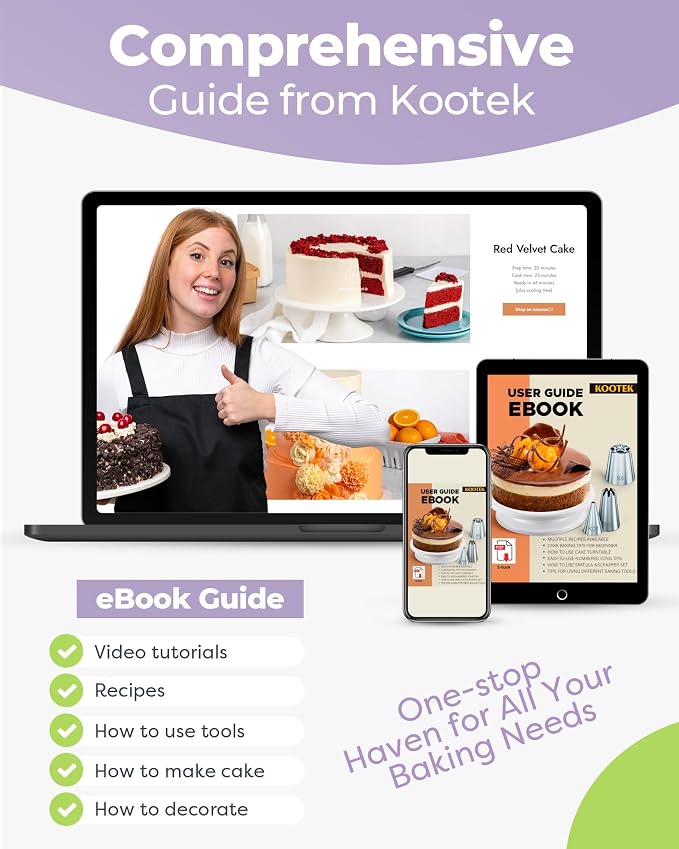 Kootek 32 Piping Bags and Tips Set Frosting Piping Kit for Beginners & Pros | Storage Case, Baking Supplies Tools, 24 Icing Tips, 2 Reusable Piping Bags, 3 Scrapers, for Cupcake Cookie Cake Decorating