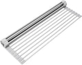 20.5 x 13.1 Inch Roll-Up Dish Drying Rack, Fits Across Sink Openings up to 19.5 Inches, Heavy-Duty Premium Silicone, Strong Support, Non-Slip, Heat-Resistant, Warm Gray