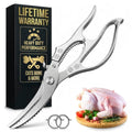 Stainless Steel Poultry Shears, Hardened Blades, Safety Lock | Heavy Duty Kitchen Shears for Food with Nutcracker and Fish Descaler; Spring-Loaded to Cut Chicken, Turkey, Meat and Bone