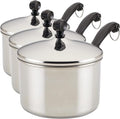 Farberware Classic Stainless Steel 2-Quart Mirror Satin Covered Saucepan,Silver,(Pack of 3)