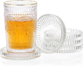 Modern Clear Coaster Set of 5- Glass Coasters for Drinks, Crystal Clear | Crystal Coasters Round Cup Mat Coffee Table Decor for Office, Kitchen, Bar, Dining Room, Living Room, Patio