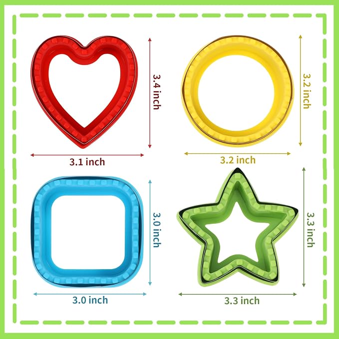 BakingWorld Sandwich Cutter and Sealer,Set of 4 Bread Sandwich Decruster Pancake Maker DIY Cookie Cutters for Kids Bento Box,Round Heart Star Square Shapes Sandwich Decruster Press Mold