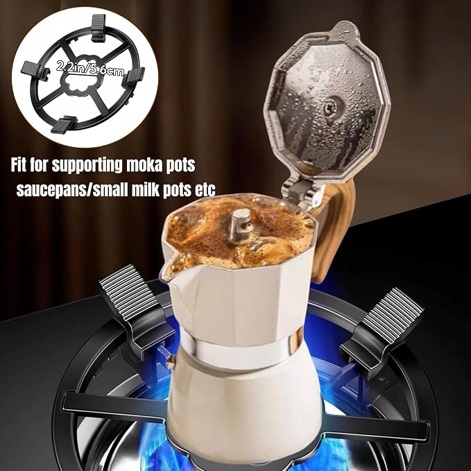 Cast Iron Wok Support Ring for Moka Pot, 2 in 1 Gas Ring Reducer Stovetop Stand for Wok small Saucepan Coffee Pot, Reducer Ring Holder for Gas Stove Hobs Cooker