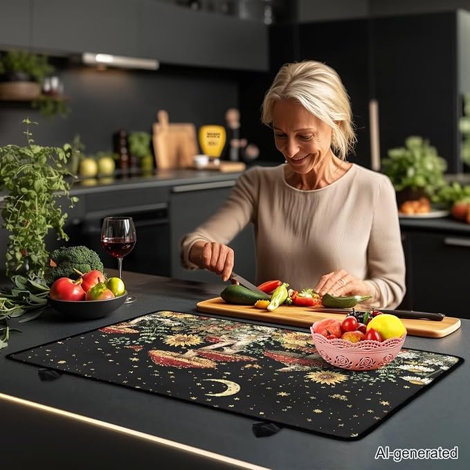 Mushroom Stove Top Covers for Gas Burners, Wear Resistant Electric Stove Top Cover, Anti Scalding Flat Range Stovetop Protector, Thick Dish Drying Mat, Easy to Clean