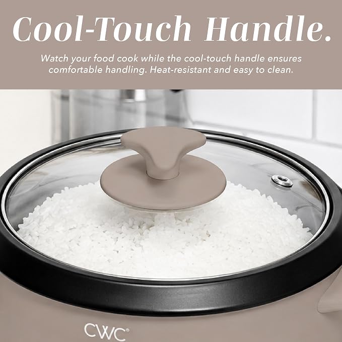 COOK WITH COLOR 6 Cup Rice Cooker 300W - Effortless Cooking and Perfectly, Cooks 3 Cups of Raw Rice for 6 Cups of Cooked Rice, Warm Grey