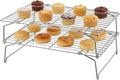 Herogo Cooling Rack, 2-Tier Stainless Steel Baking Rack for Cookies, Cupcakes, and Pastries, Collapsible Space-Saving Design, Dishwasher Safe, Ideal for Baking, Roasting, and Drying