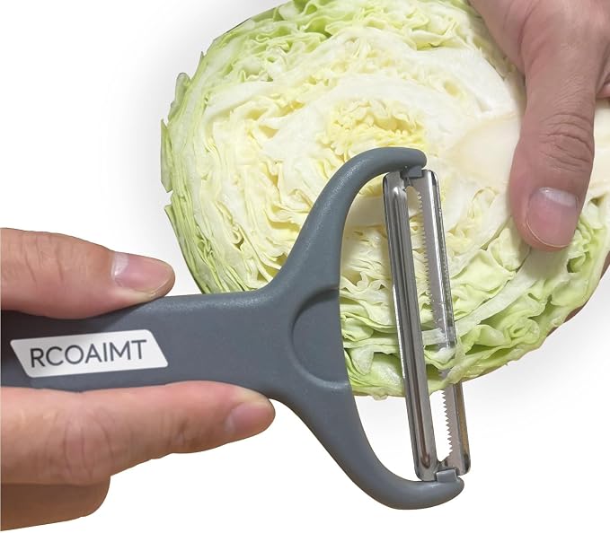 Cabbage Shredder Slicer Wide Mouth Vegetable Peeler - Extra-Wide Stainless Steel Blade with Non-Slip Grip for Effortless Coleslaw, Salad Prep & Meal Prep - Commercial Grade Kitchen Tool