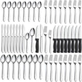 Pleafind 48-Piece Stainless Steel Silverware Set for 8 - Heavy Duty Flatware Set Including Steak Knives, Forks, Spoons and Dinner Knives, Mirror Polished Kitchen Utensils Set, Dishwasher Safe