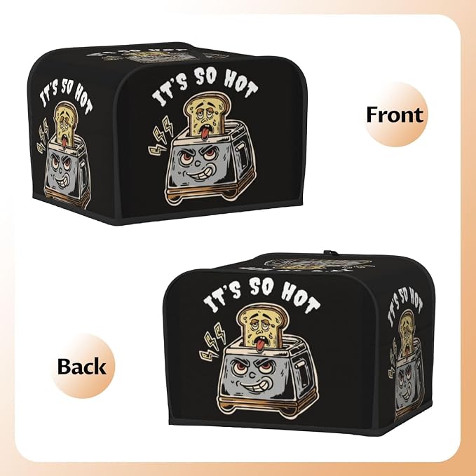 Toaster Cover 4 Slice with Cartoon Toast Pattern Dustproof Bread Maker Cover Fingerprint Bakeware Protection Wide Slot Toaster Bag Reusable Kitchen Small Appliance Cover
