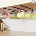 3 Pack Mug Hooks Under Cabinet with 9 Hooks for Displaying Mugs, Brown | Coffee Mug Holder for Hanging Under Shelf, Cup Hanger, Coffee Cups and Kitchen Utensils