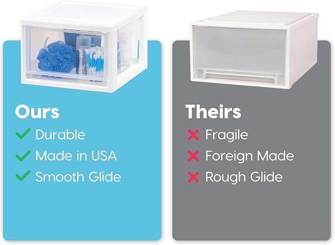 IRIS USA 3-Pack, 14.5 Qt. Stacking Drawer Storage Organizer, White | Store clothing, accessories, pantry items, and household essentials around your home with organized storage solutions