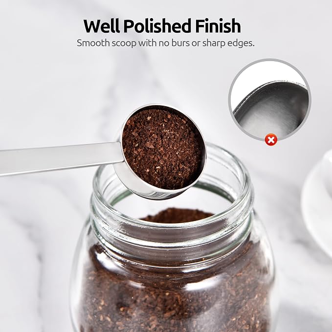 U-Taste Coffee Scoop 1 Tablespoon: 18/8 Stainless Steel Measuring Scooper for Ground Coffee, Bean, Powder, Espresso, 6.9in Long Handle Metal Meaure Spoon for Canister, Jar (1Tbsp/15ml, Silver) | 18/8 Stainless Steel Tablespoon Scoop, Long Metal Coffee ...